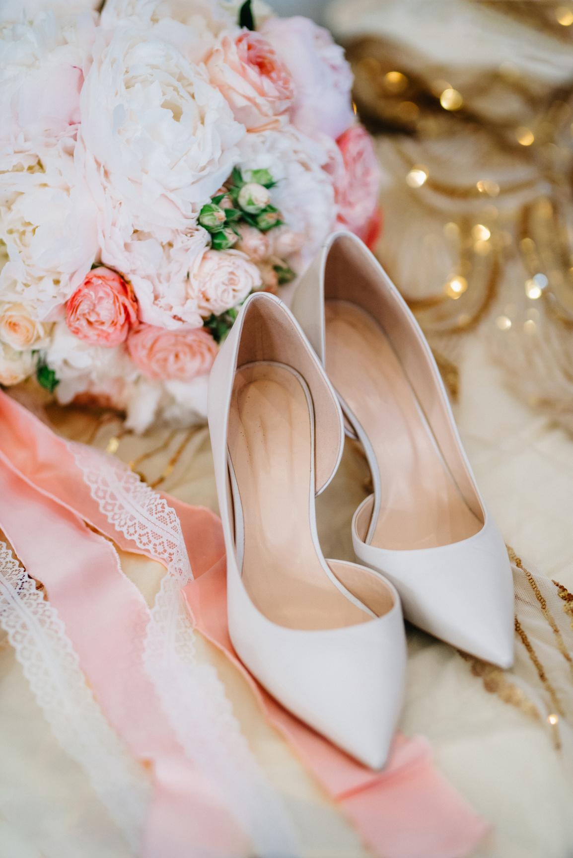 Bride's Wedding Shoes and Bouqet 